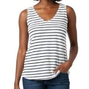 J. Jill Pima Cotton striped sleeveless v neck top shirt blouse 2X luxury style